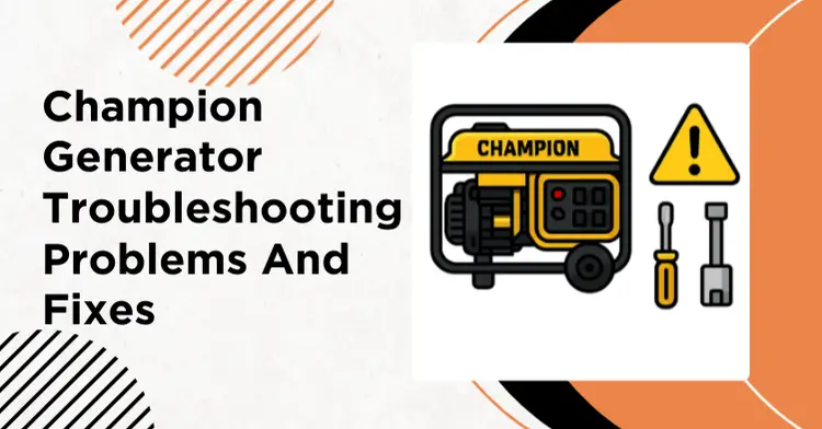 Champion portable generator with tools and multimeter during troubleshooting